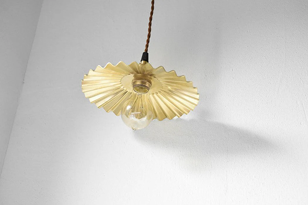 Brushed Brass Fluted Pendant Light - Image 4