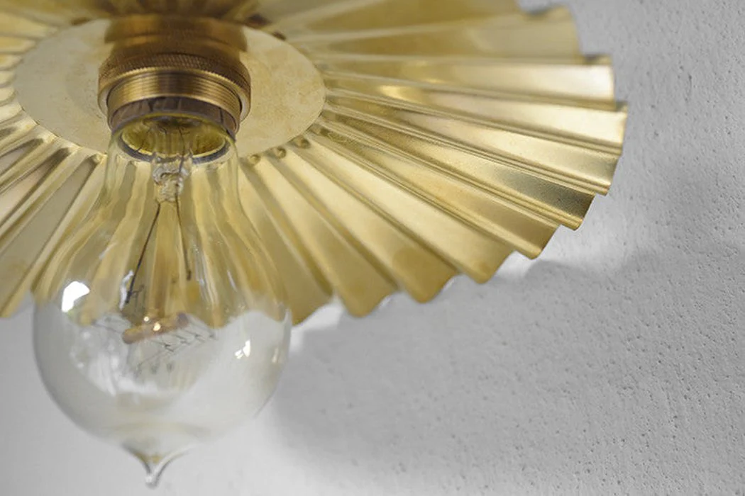 Brushed Brass Fluted Pendant Light - Image 8