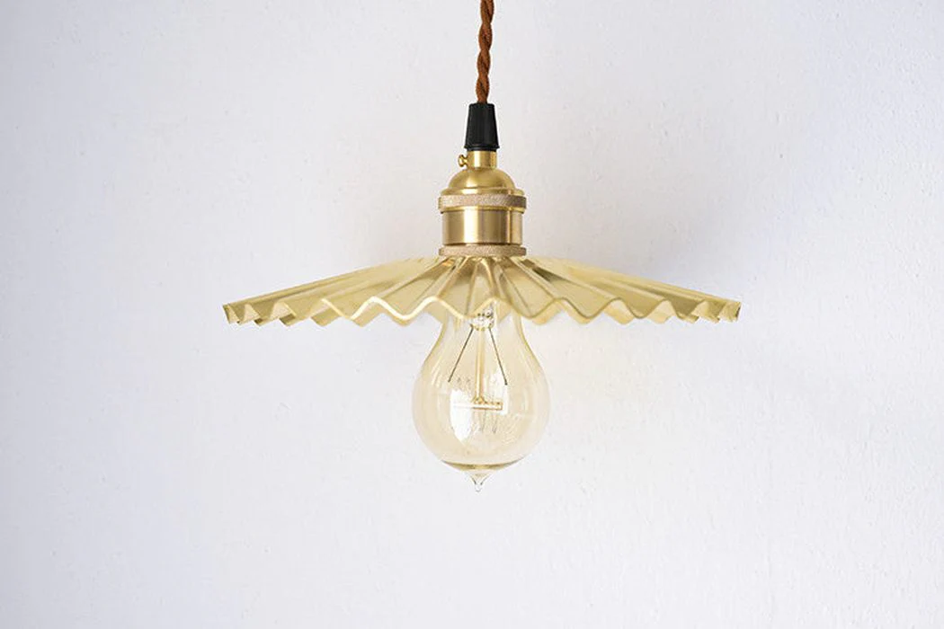 Brushed Brass Fluted Pendant Light - Image 9