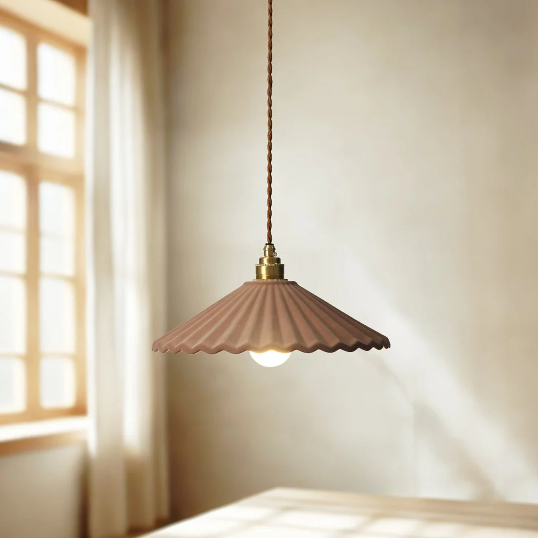 Clay Porcelain Fluted ceramic pendant light - Image 10