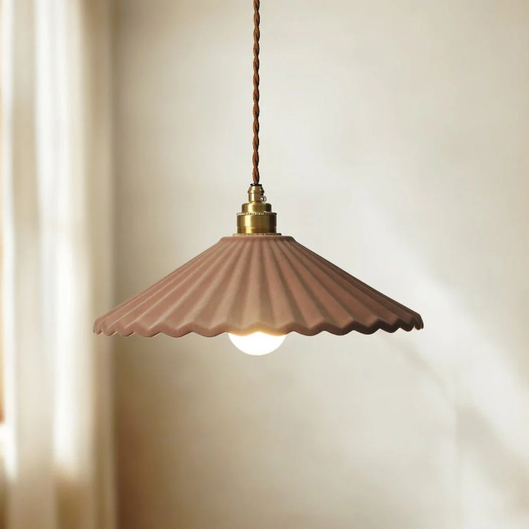Clay Porcelain Fluted ceramic pendant light - Image 11
