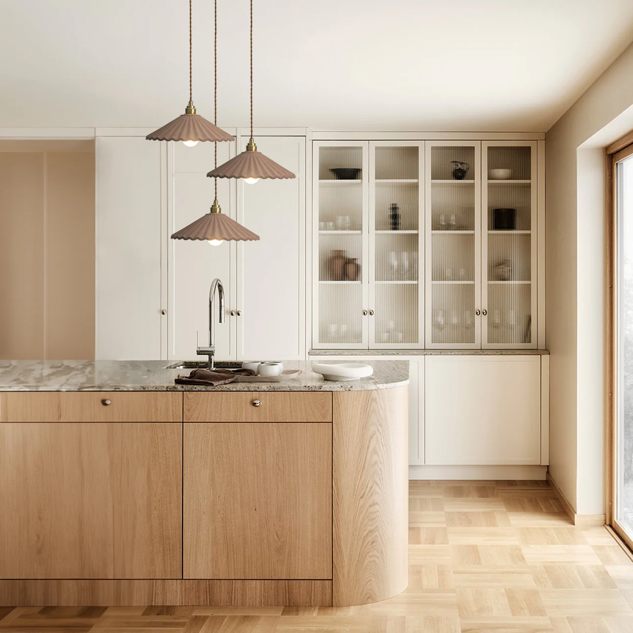 Clay Porcelain Fluted ceramic pendant light - Image 4