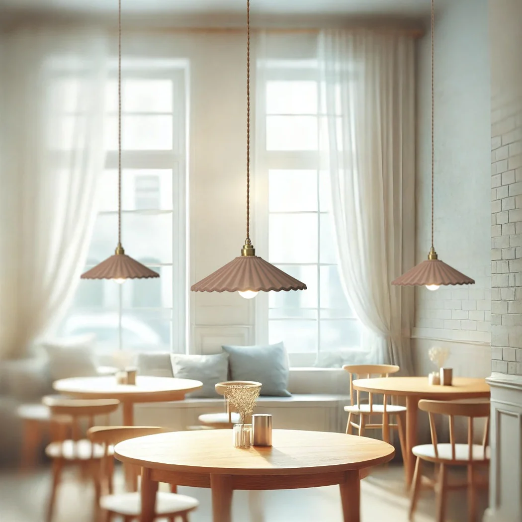 Clay Porcelain Fluted ceramic pendant light - Image 8