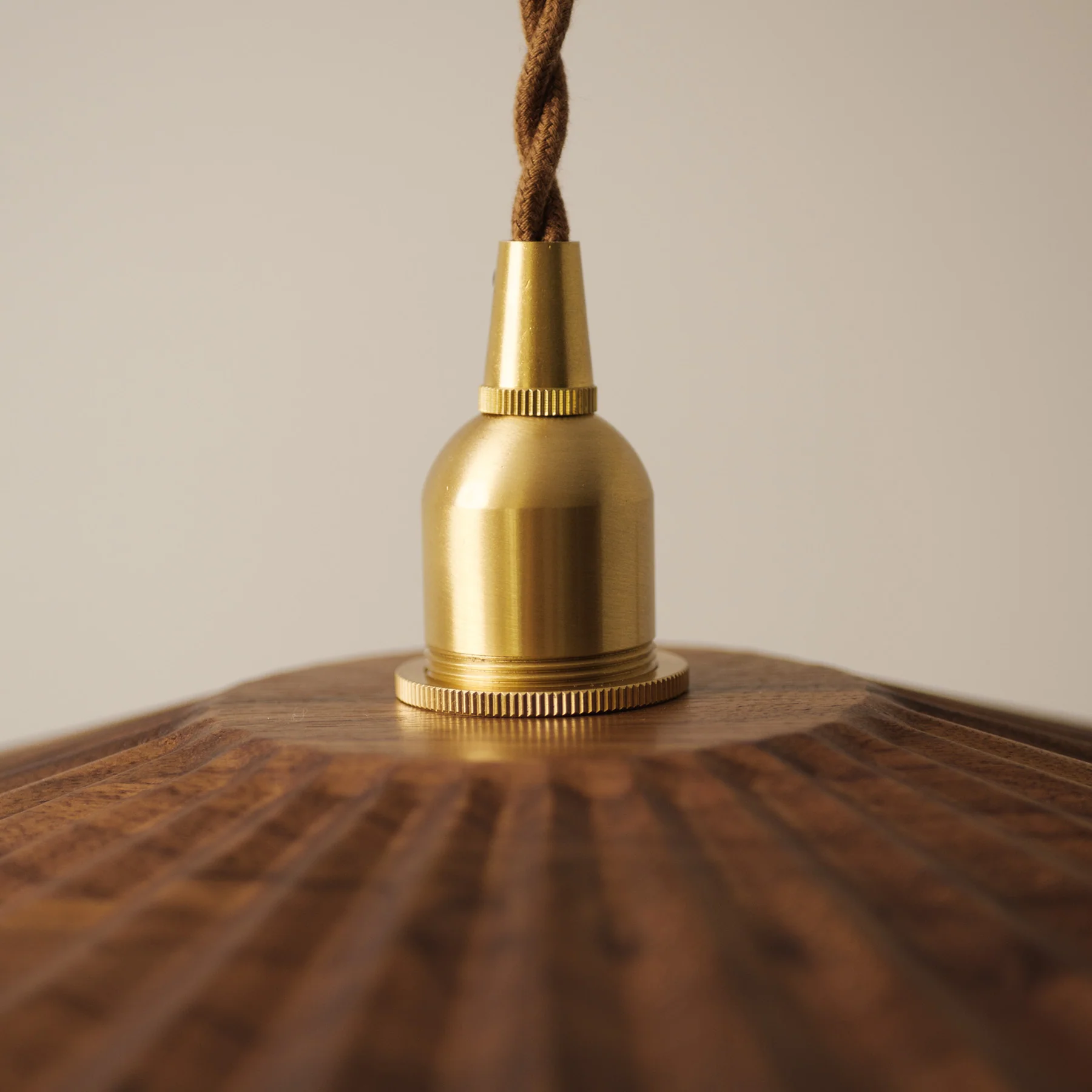 Caffeine fluted walnut wooden shade pendant light - Image 4