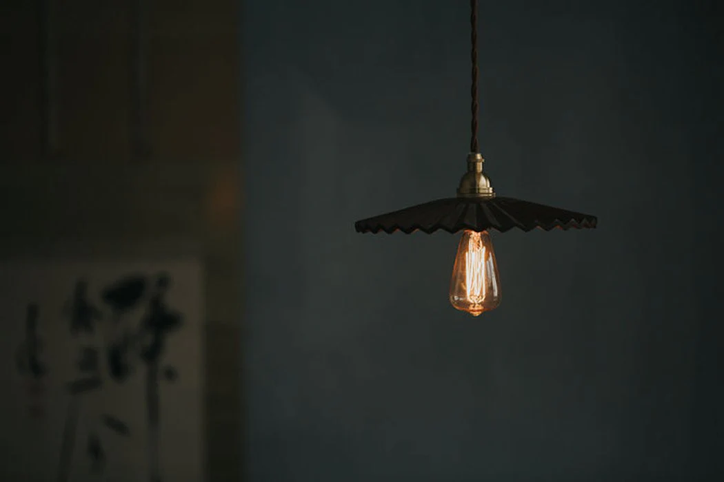 Caffeine fluted walnut wooden shade pendant light - Image 7