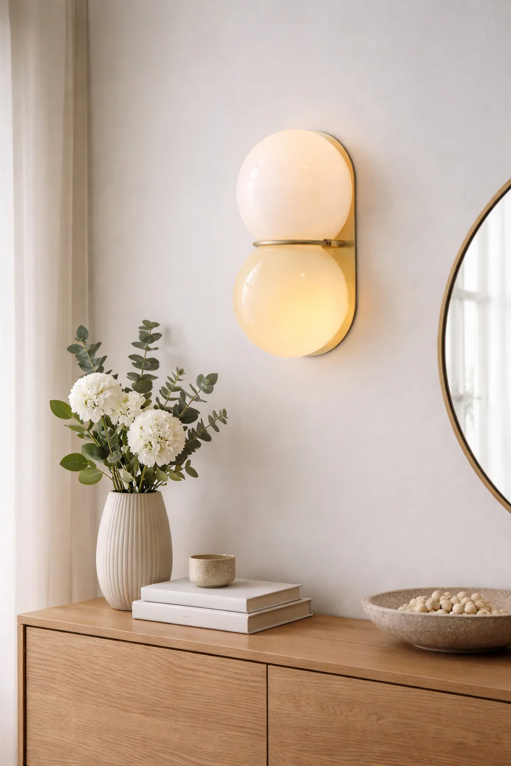 Capella Mid Century Modern Duo Sphere Wall Light Sconce - Image 7