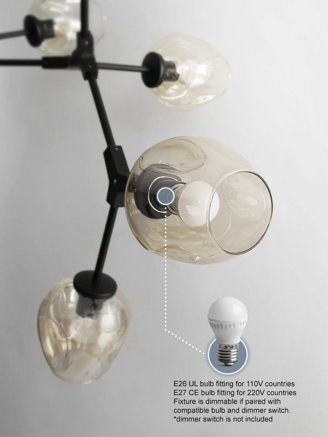 Carmen 8 head multi lamp pendant light branch chandelier - Image 12
