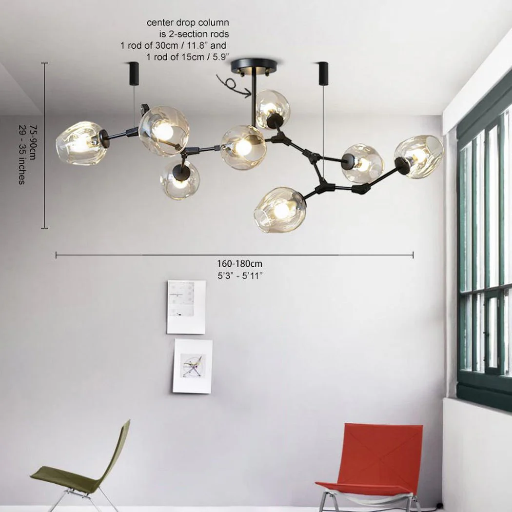 Carmen 8 head multi lamp pendant light branch chandelier - Image 7