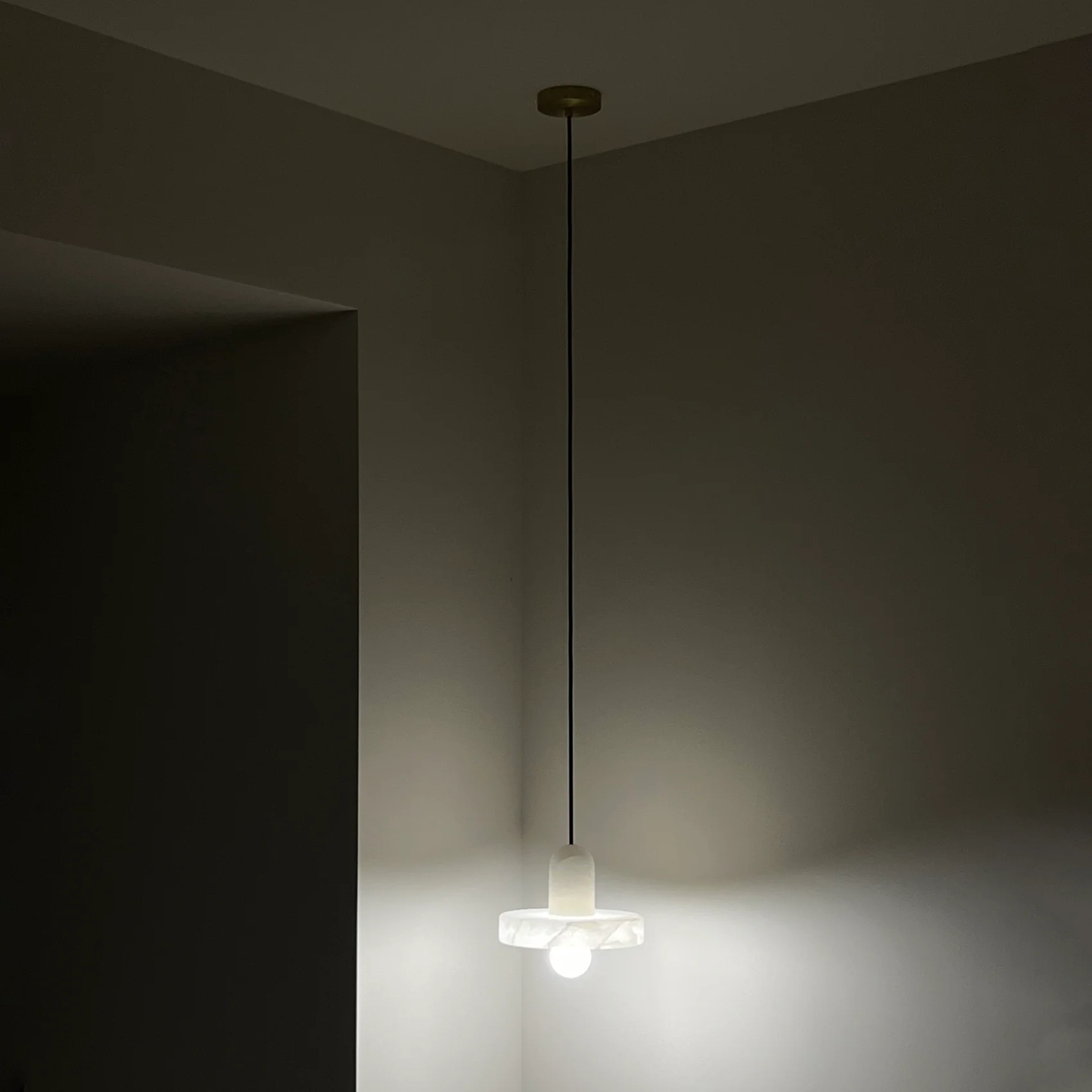 Carrara White Stone Minimalist Line Elegant Pendant Light - Image 11