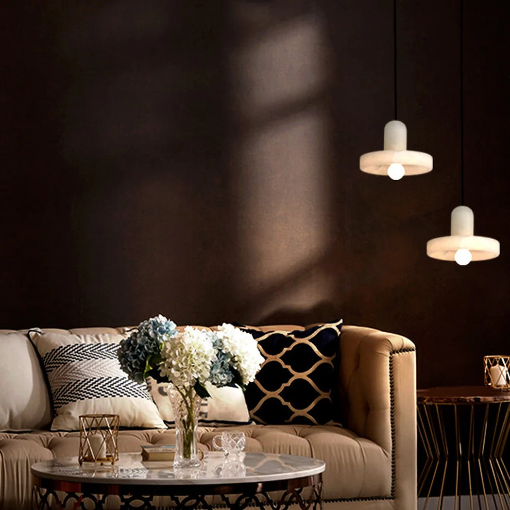 Carrara White Stone Minimalist Line Elegant Pendant Light - Image 5