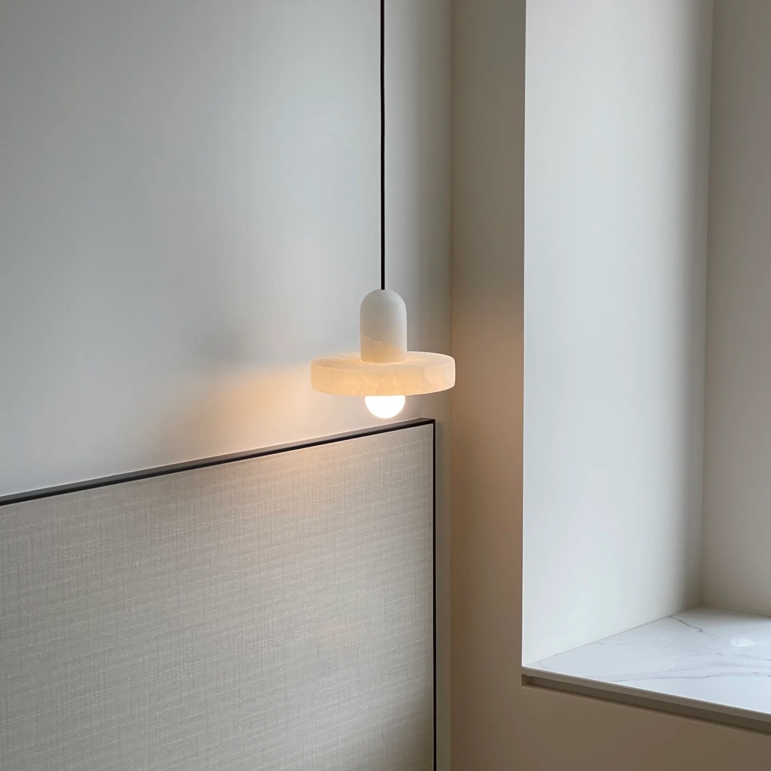 Carrara White Stone Minimalist Line Elegant Pendant Light - Image 7