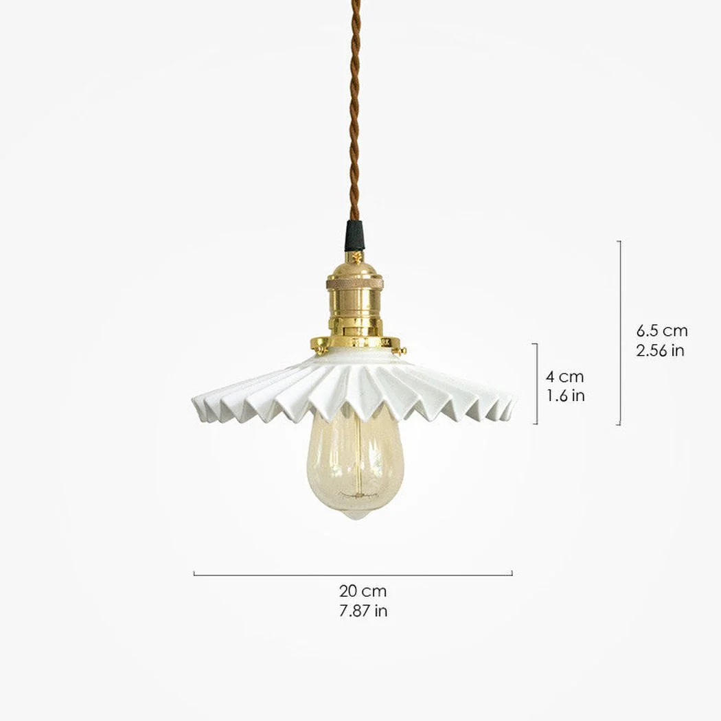Ceramic Fluted Shade Brass Fitting Pendant Light - Image 4