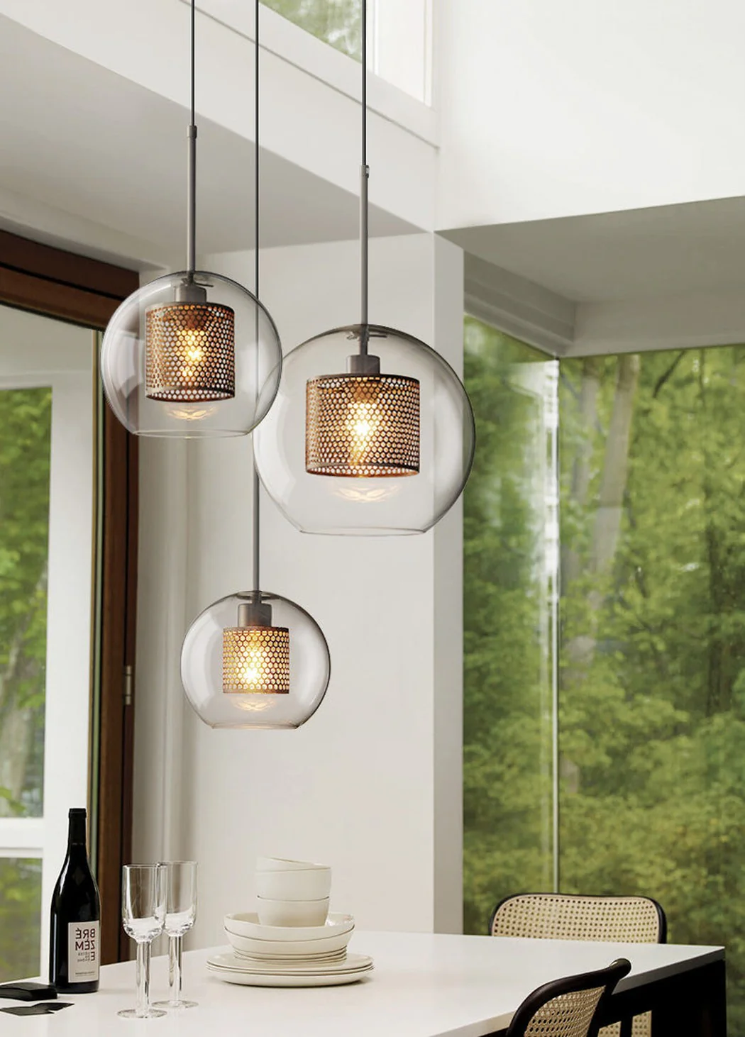 Chiswick Glass Shade Brass Fitting Pendant Light - Image 12