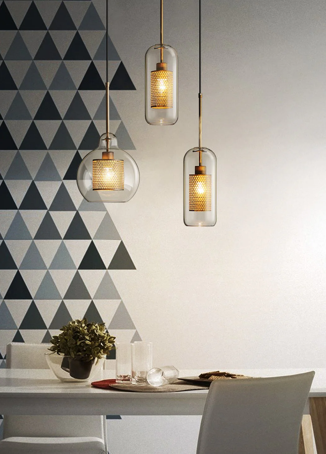 Chiswick Glass Shade Brass Fitting Pendant Light - Image 14