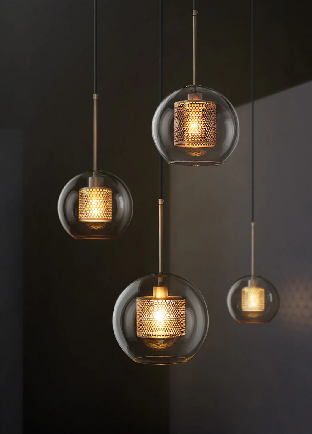 Chiswick Glass Shade Brass Fitting Pendant Light - Image 17