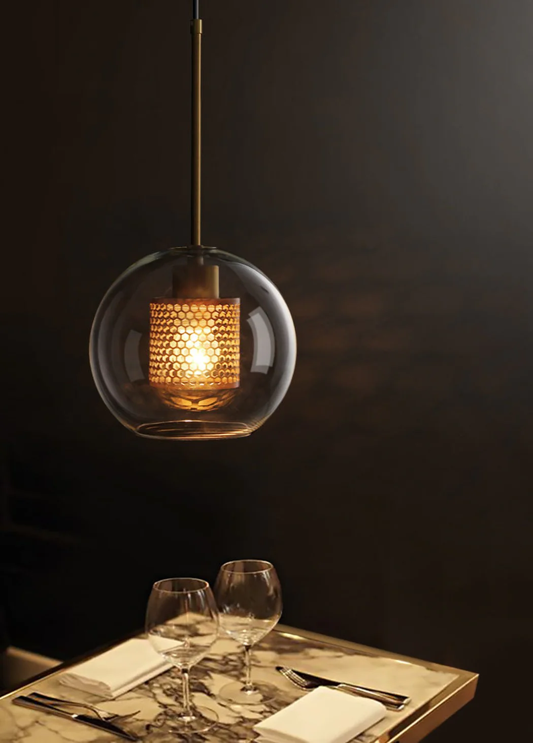 Chiswick Glass Shade Brass Fitting Pendant Light - Image 18