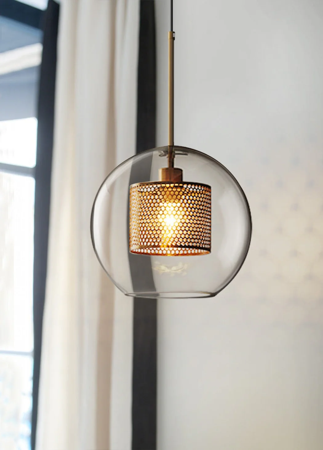 Chiswick Glass Shade Brass Fitting Pendant Light - Image 21