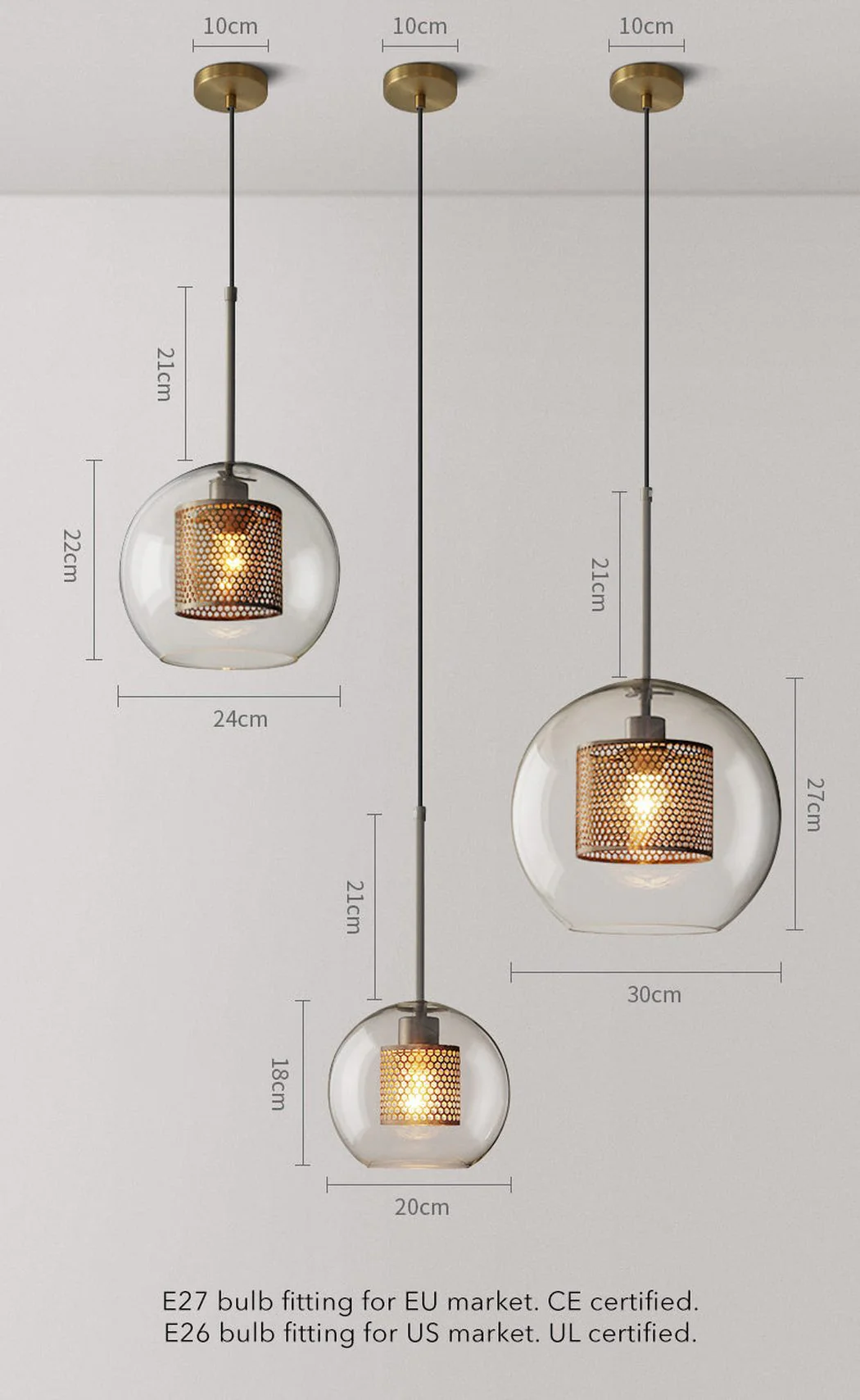 Chiswick Glass Shade Brass Fitting Pendant Light - Image 22