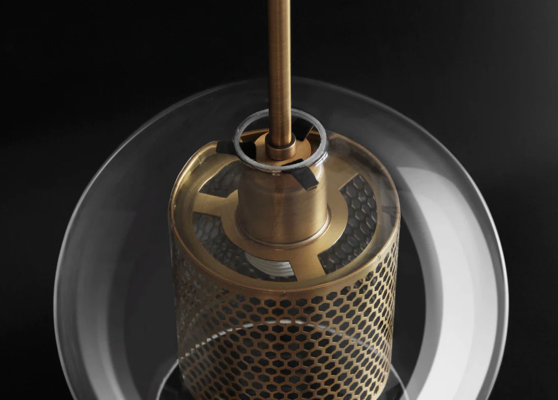 Chiswick Glass Shade Brass Fitting Pendant Light - Image 3