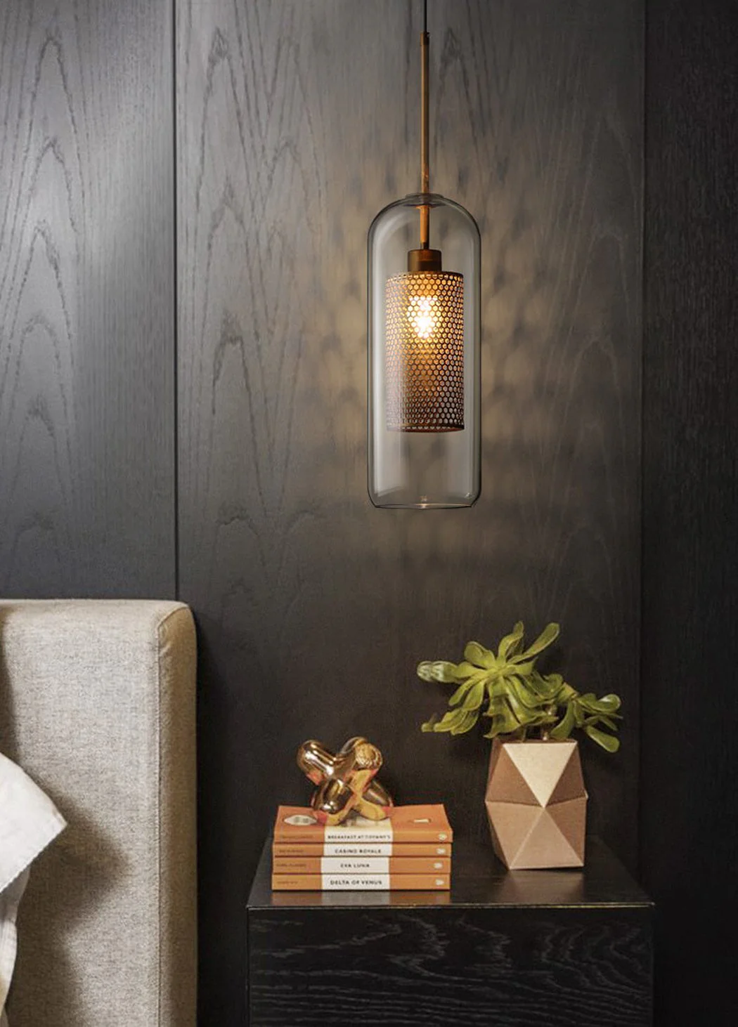 Chiswick Glass Shade Brass Fitting Pendant Light - Image 6