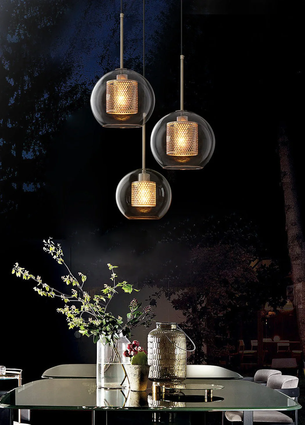 Chiswick Glass Shade Brass Fitting Pendant Light - Image 8