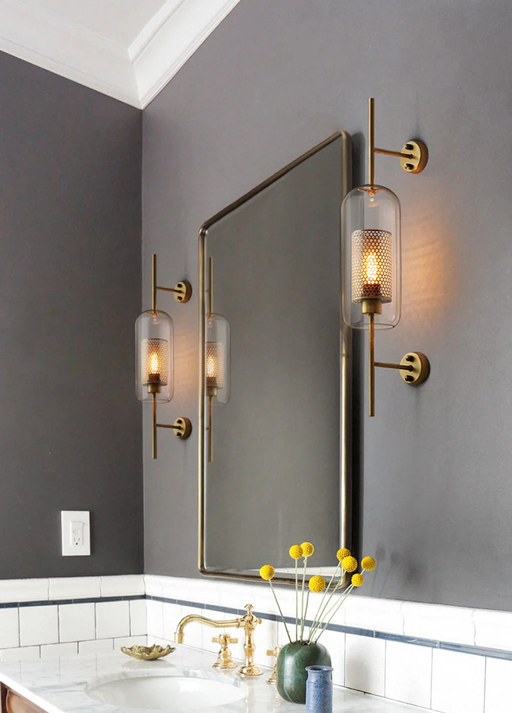 Chiswick Glass Shade Brass Fitting Wall Light - Image 10