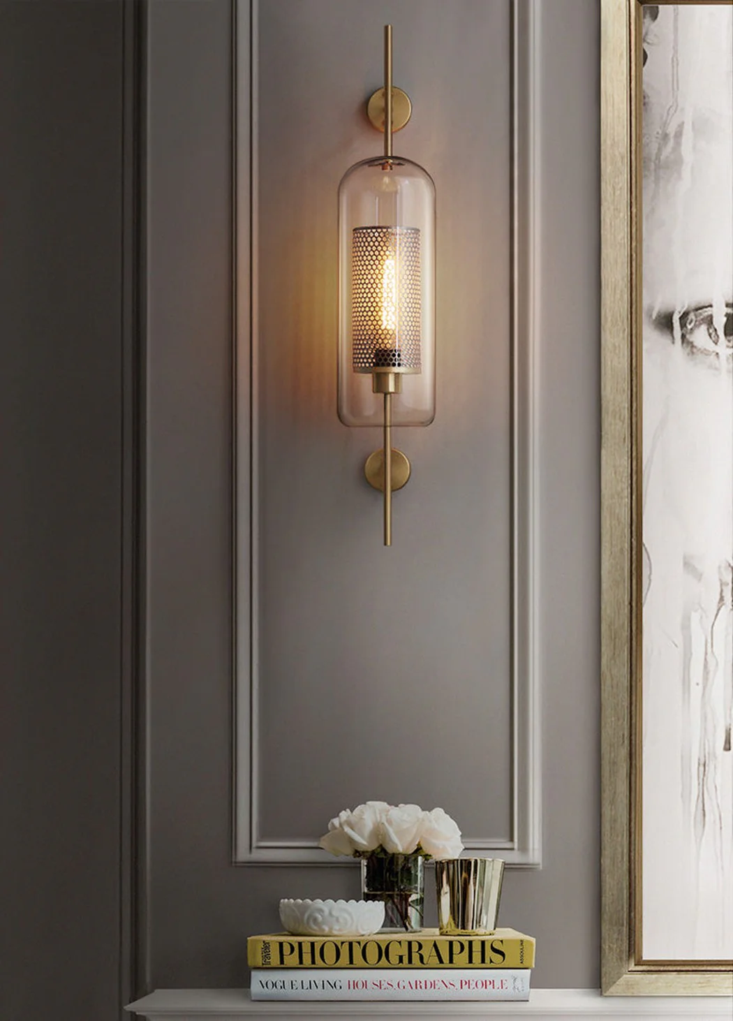 Chiswick Glass Shade Brass Fitting Wall Light - Image 14