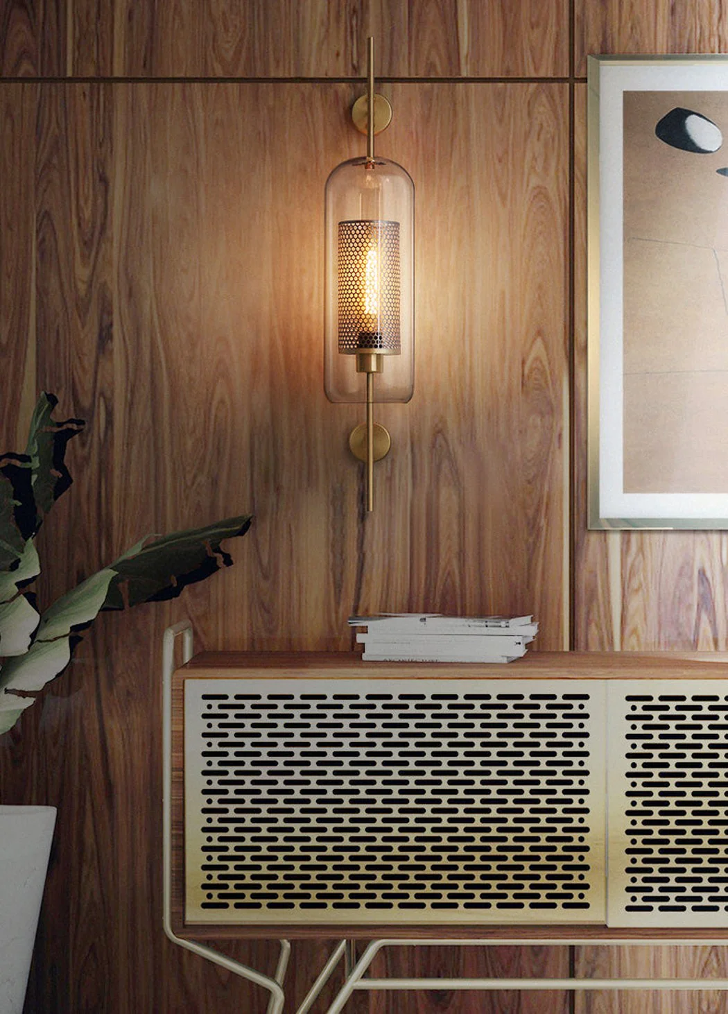 Chiswick Glass Shade Brass Fitting Wall Light - Image 3