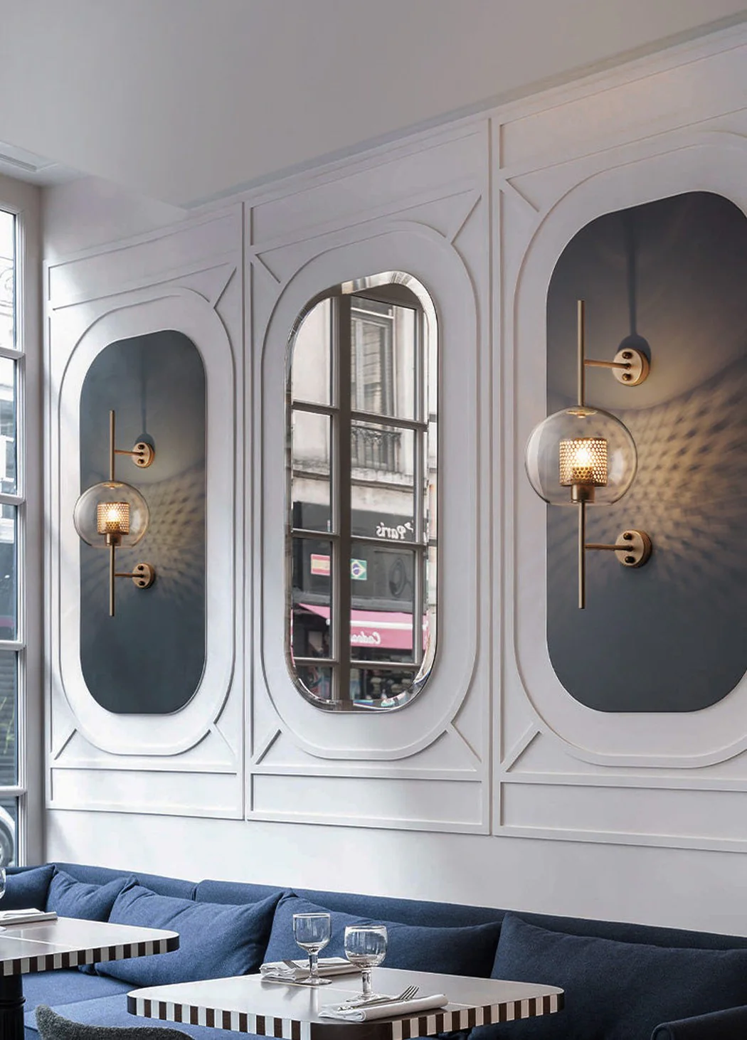 Chiswick Glass Shade Brass Fitting Wall Light - Image 9