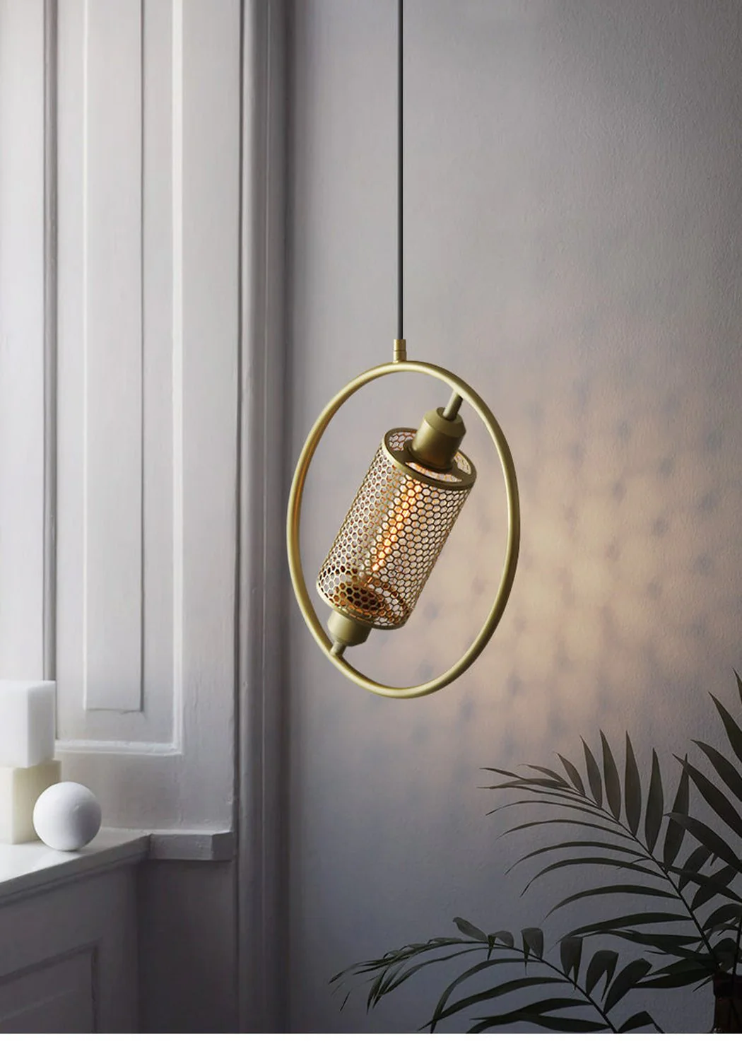 Chiswick Hoop Minimalist Brass Fitting Pendant Light - Image 15