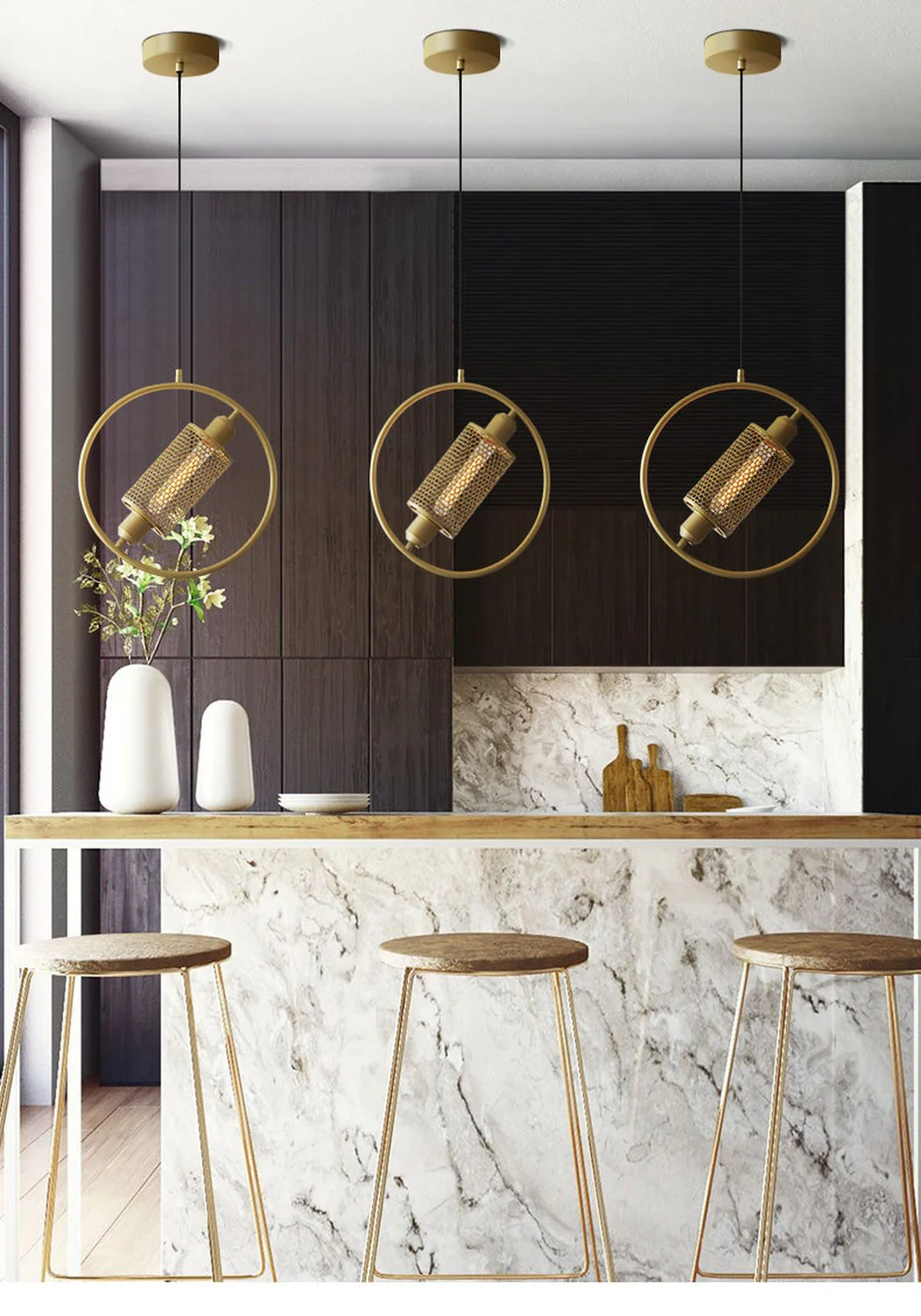 Chiswick Hoop Minimalist Brass Fitting Pendant Light - Image 22