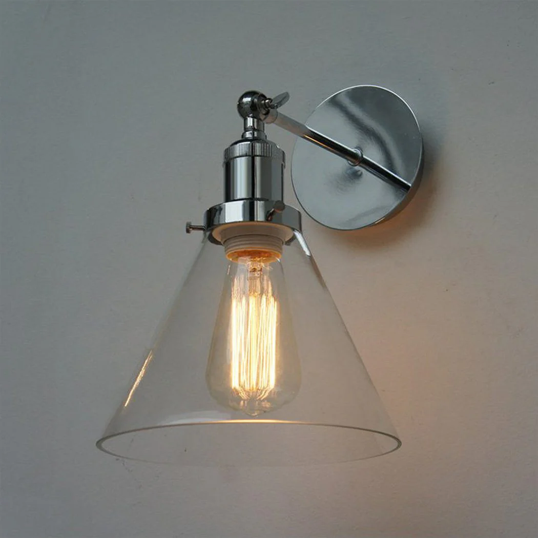 Chrome Wall Light With Glass Cone Shade - Image 3