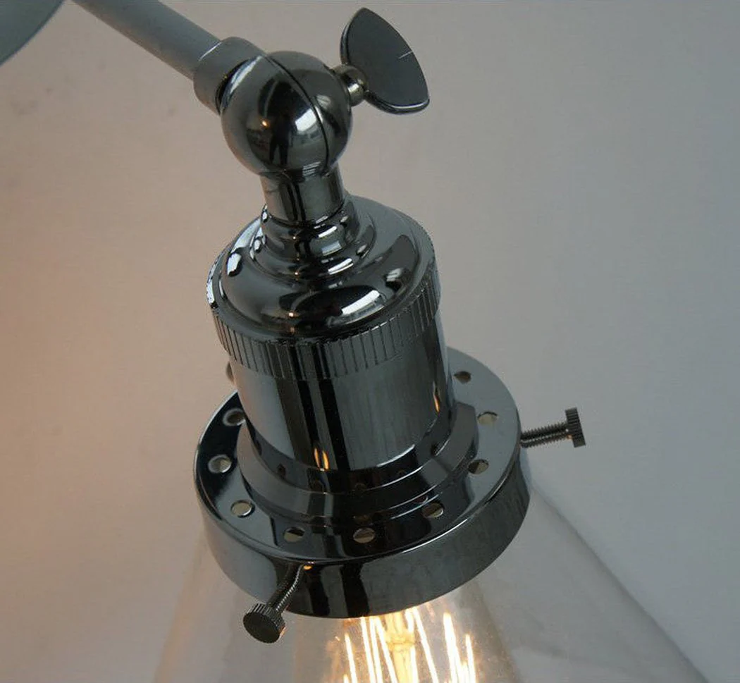 Chrome Wall Light With Glass Cone Shade - Image 4