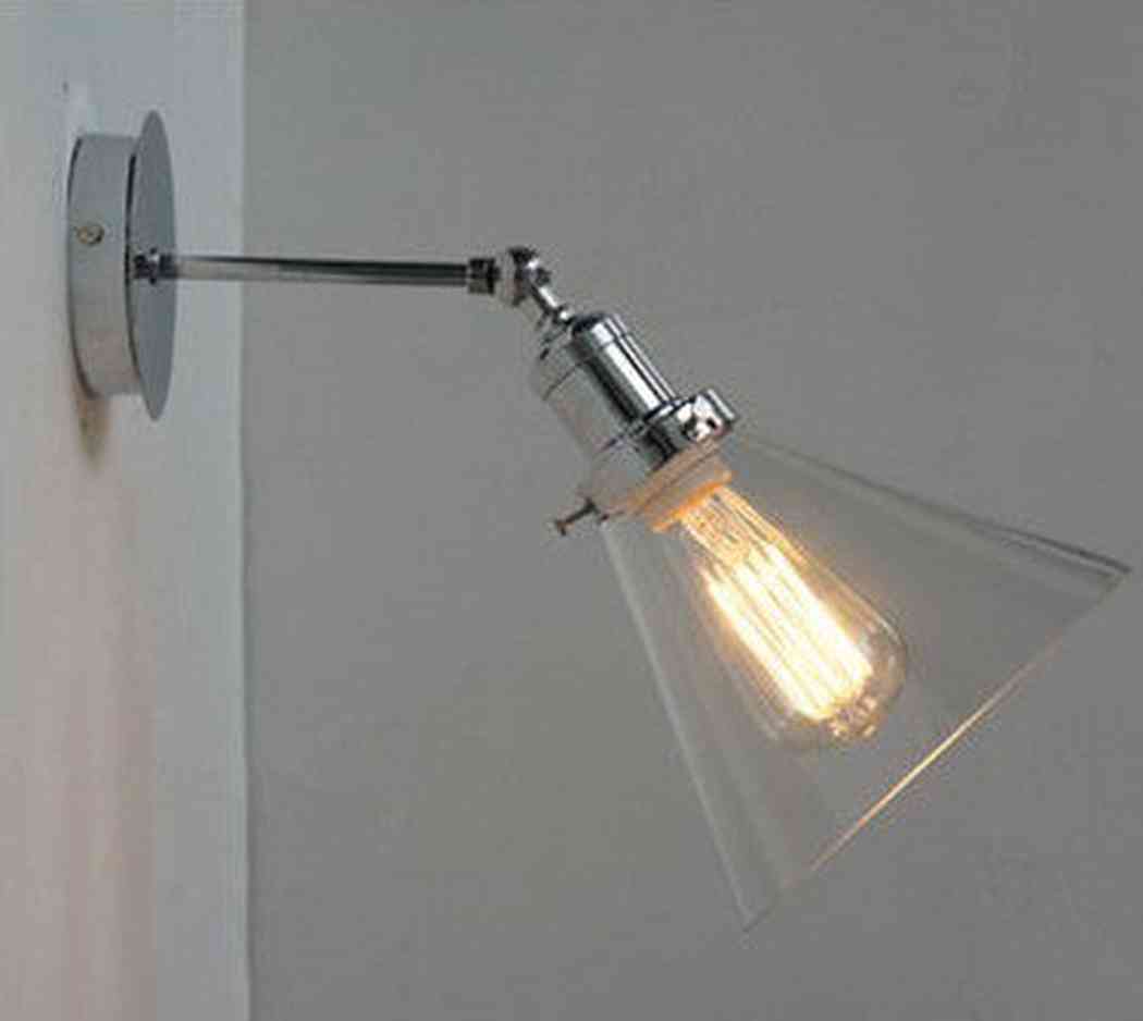 Chrome Wall Light With Glass Cone Shade - Image 5