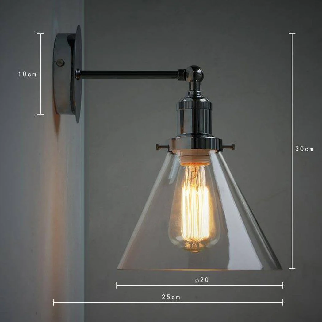 Chrome Wall Light With Glass Cone Shade - Image 6