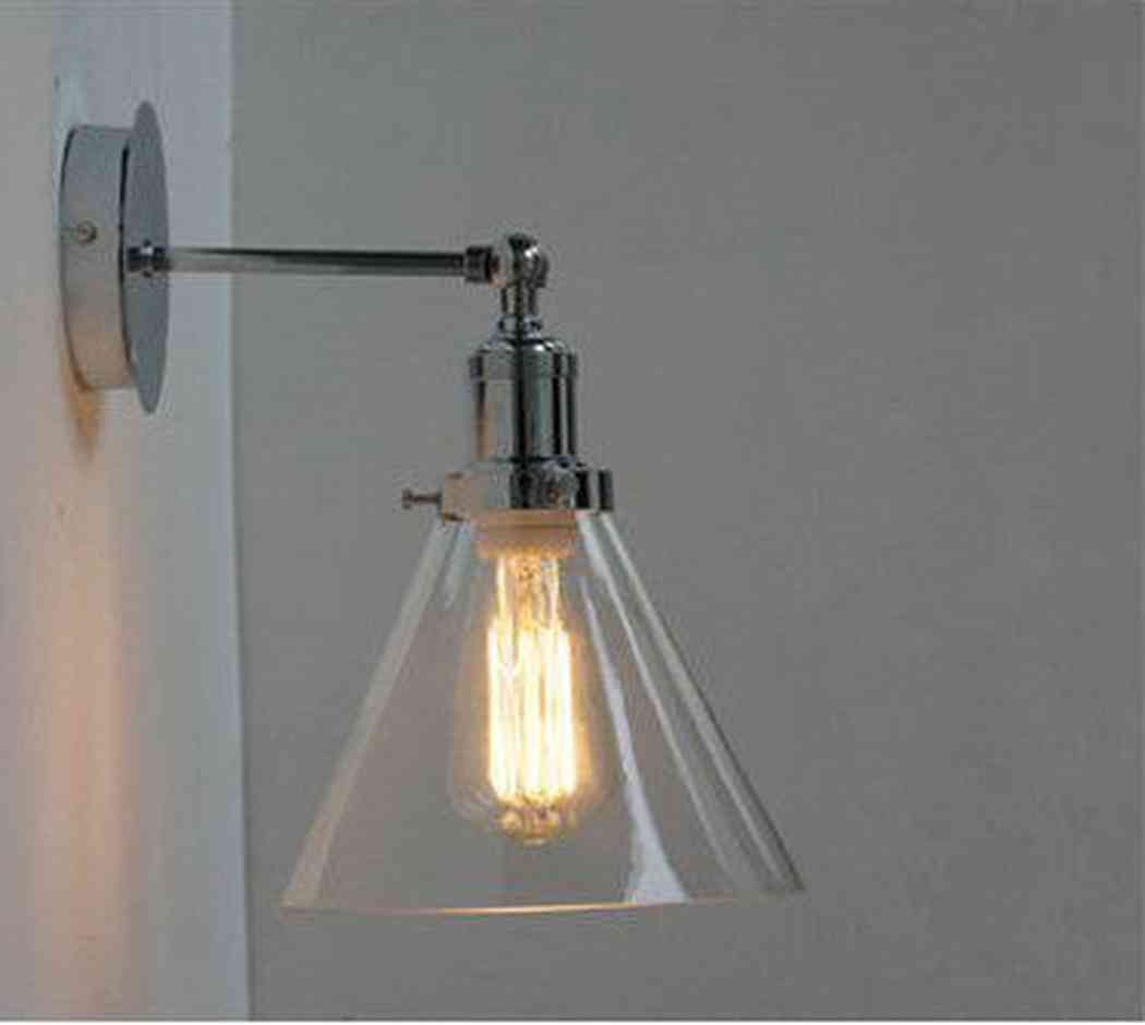 Chrome Wall Light With Glass Cone Shade - Image 8