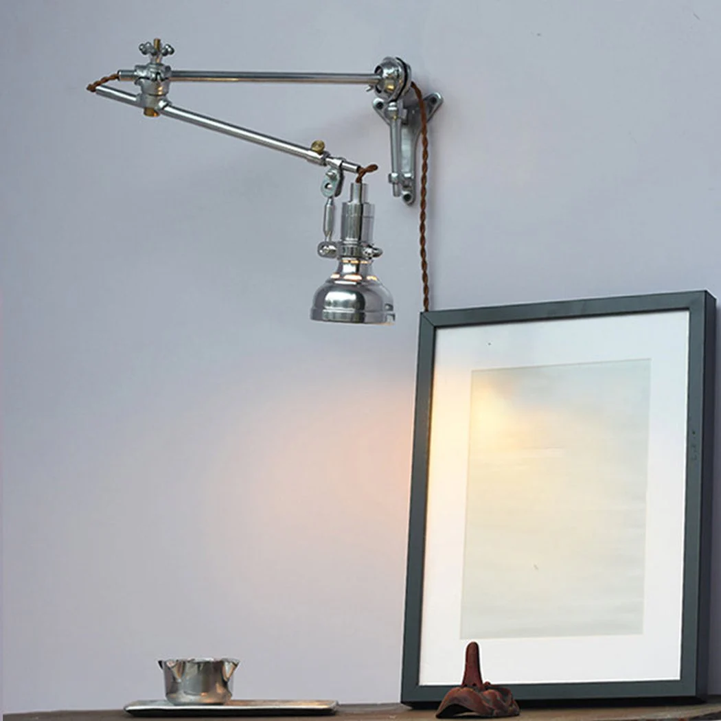 Chrome Mill House Long Arm Industrial Wall Light - Image 7