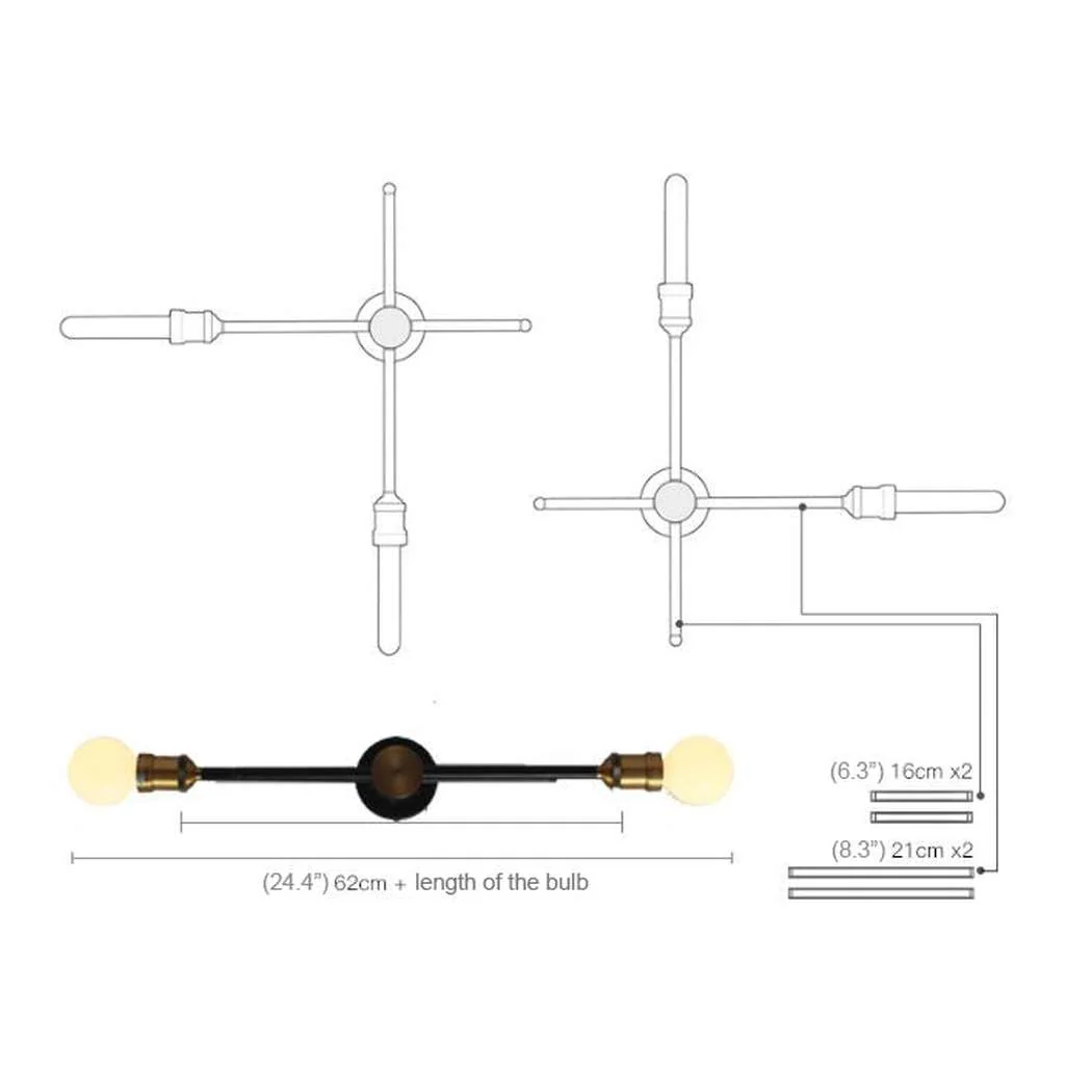 Circa Duo Industrial Wall Light With Brass Fitting - 2 heads - Image 6