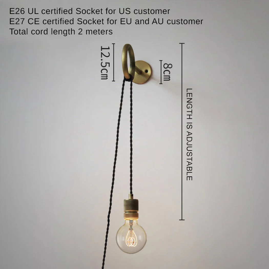 Circus Loop Brass Wall Light With Wall Plug - Image 10