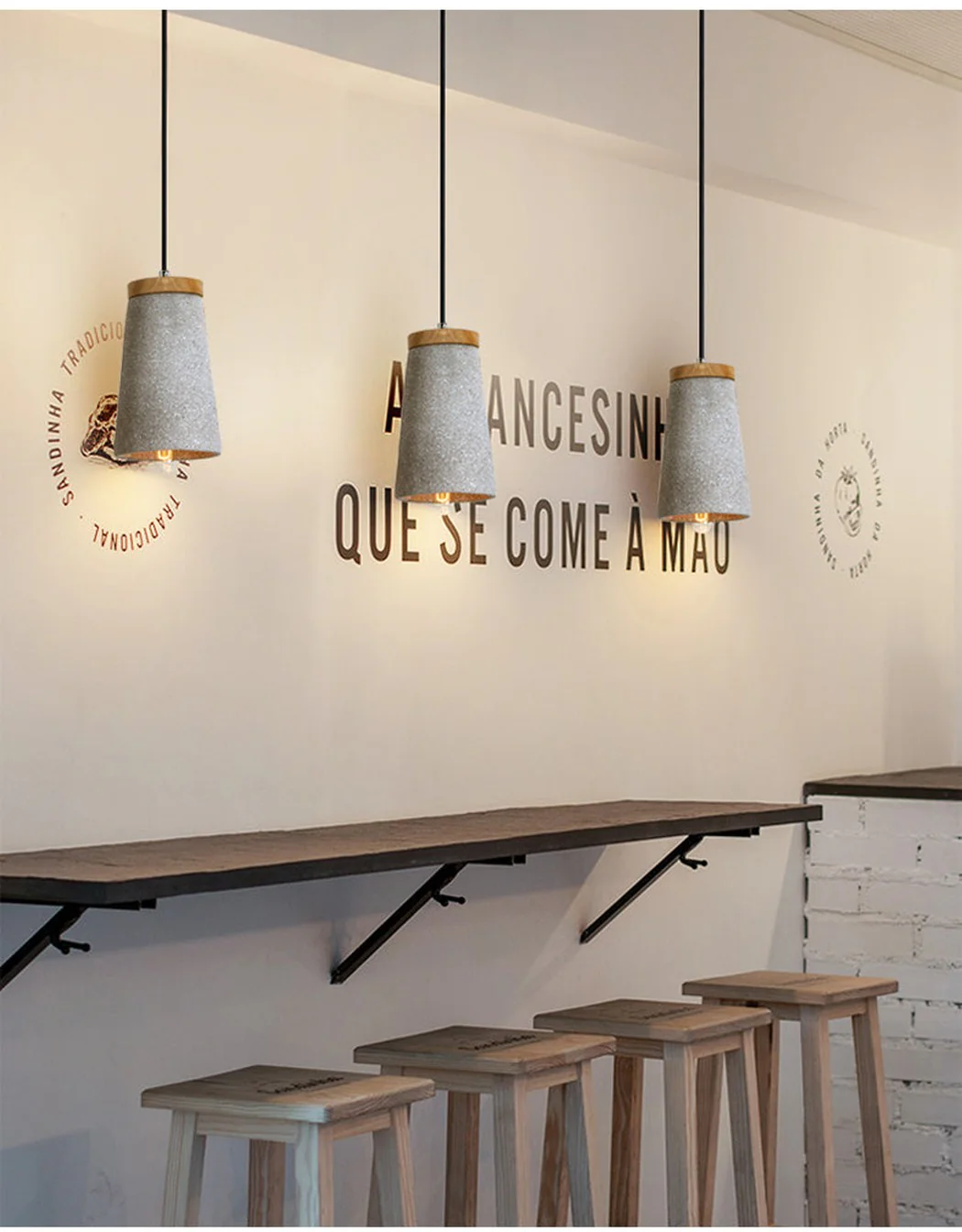 Coburg Wooden Top Stone Shade Pendant Light - Image 10