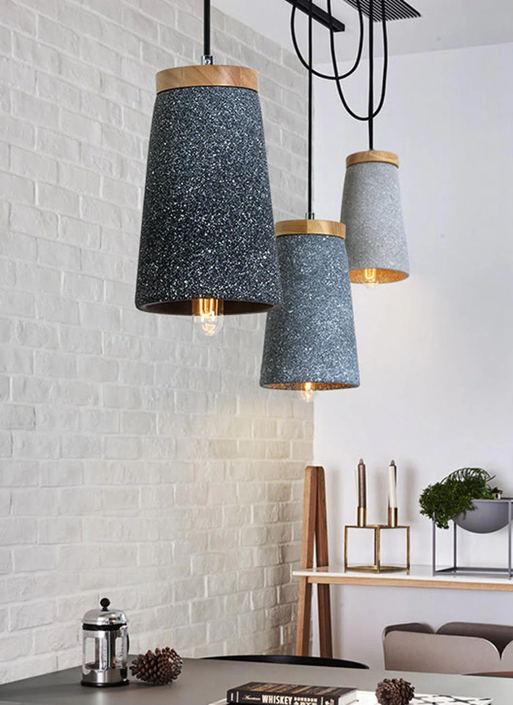 Coburg Wooden Top Stone Shade Pendant Light - Image 7