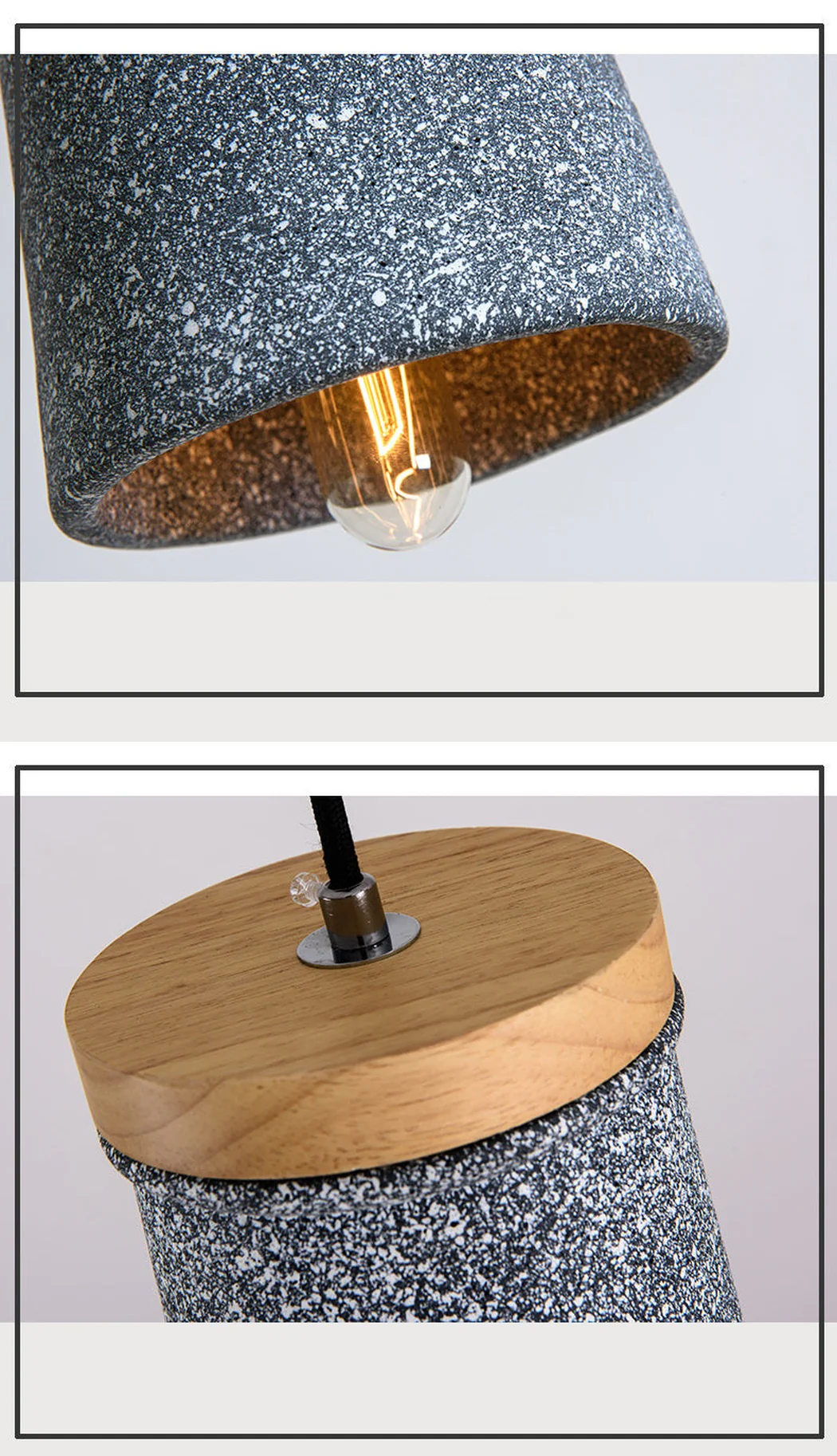 Coburg Wooden Top Stone Shade Pendant Light - Image 9