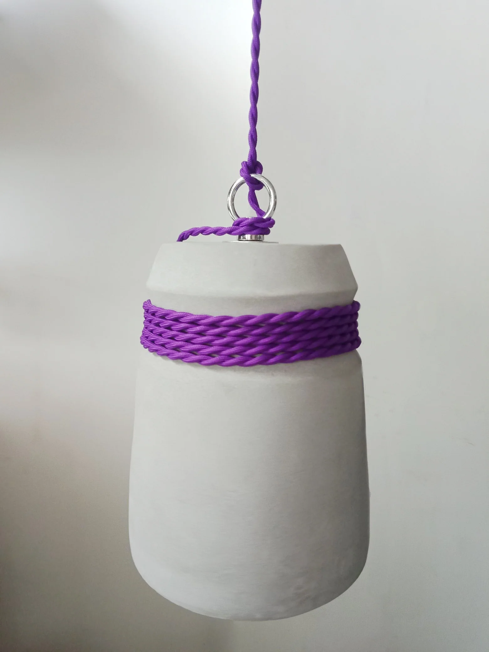 Concrete Cord wrapped Monolith Minimalist Pendant Light - Image 12