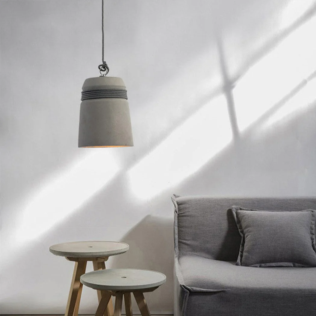 Concrete Cord wrapped Monolith Minimalist Pendant Light - Image 13