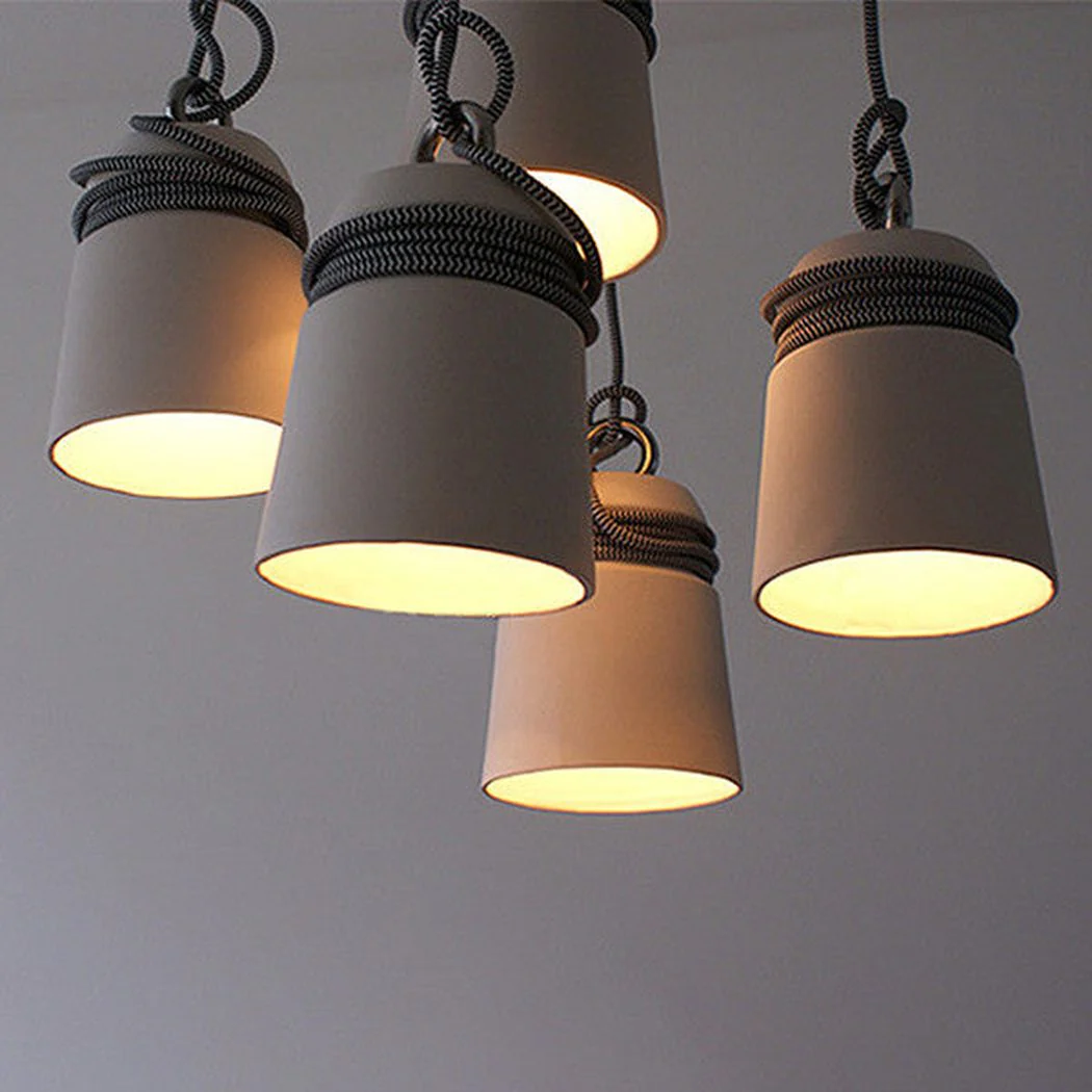 Concrete Cord wrapped Monolith Minimalist Pendant Light - Image 2