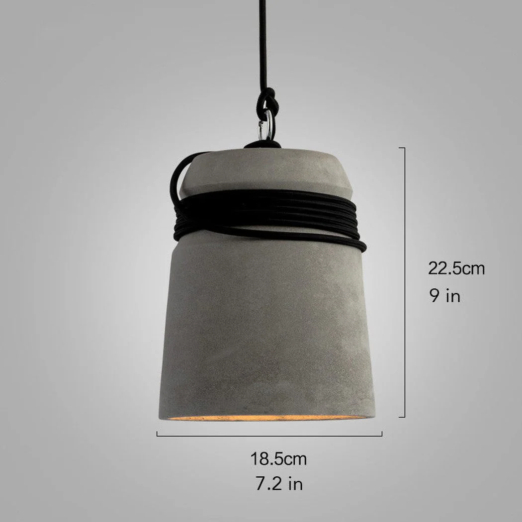 Concrete Cord wrapped Monolith Minimalist Pendant Light - Image 4