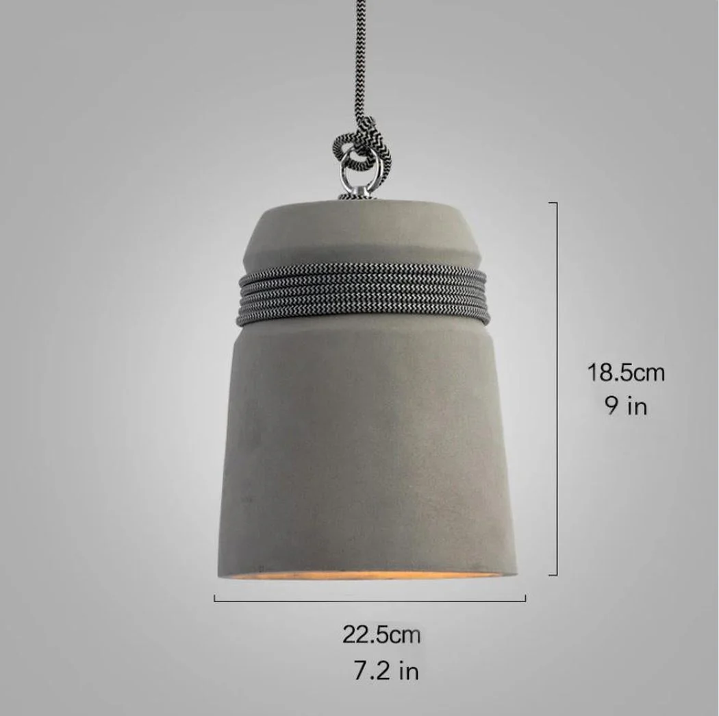 Concrete Cord wrapped Monolith Minimalist Pendant Light - Image 5