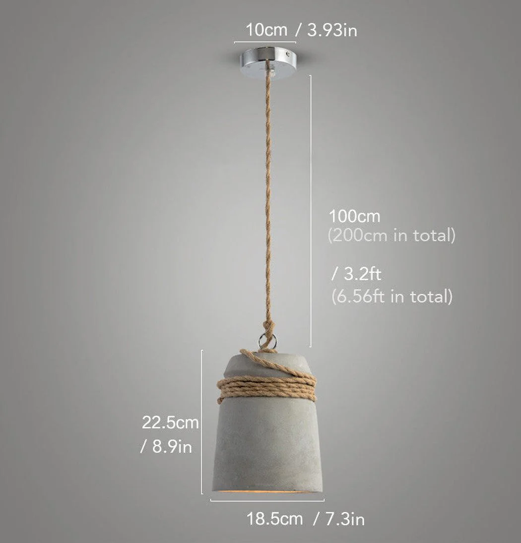 Concrete Cord wrapped Monolith Minimalist Pendant Light - Image 6
