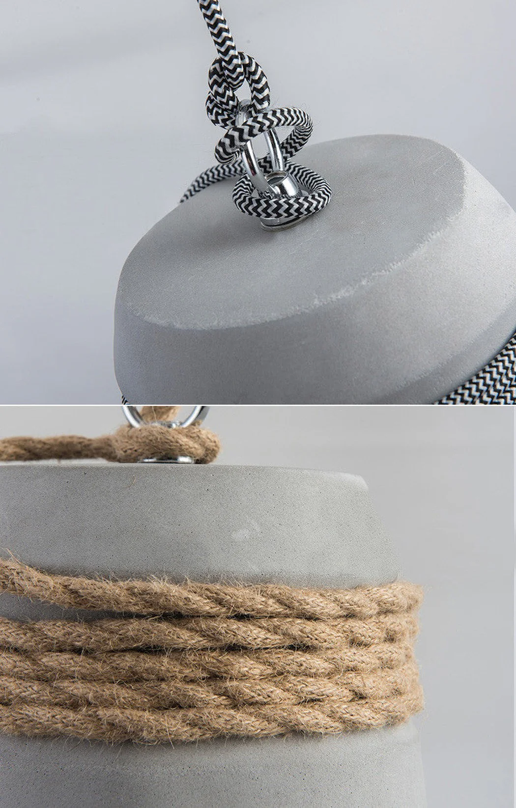 Concrete Cord wrapped Monolith Minimalist Pendant Light - Image 8
