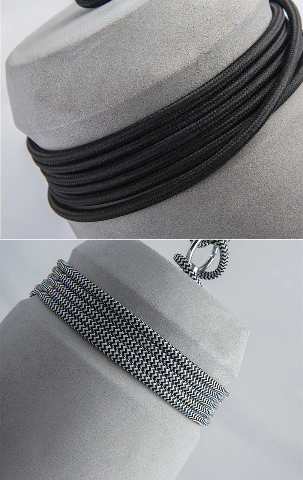 Concrete Cord wrapped Monolith Minimalist Pendant Light - Image 9